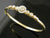 14k Yellow Gold Hand Engraved Bracelet with Halo Diamond Trim