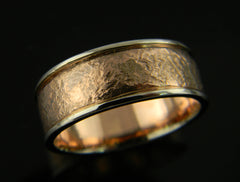 Mens Pink and White Gold 7mm Wedding Band