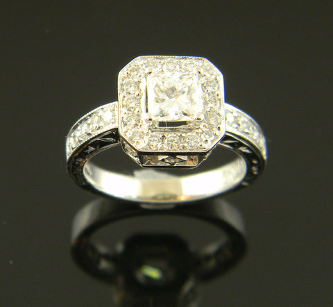14k White Gold Princess Cut Diamond Engagement Ring