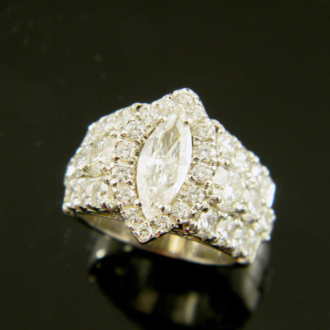 Handmade Marquise Diamond with Diamond Sides