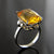 Handmade Citrine Scroll 14k White Gold Ring