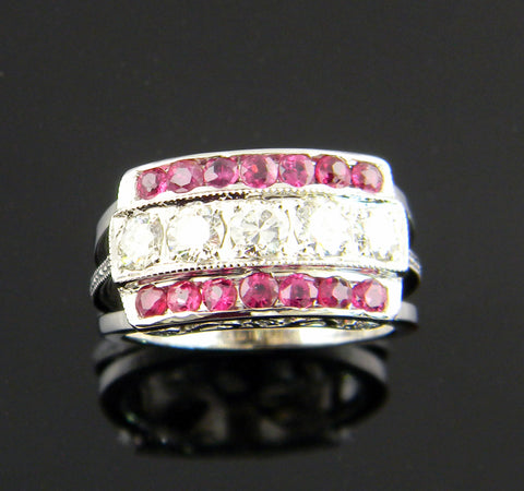 Custom Made Ruby and Diamond Anniversary Ring