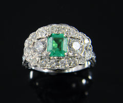 Handmade Emerald Custom Design Engraved Ring