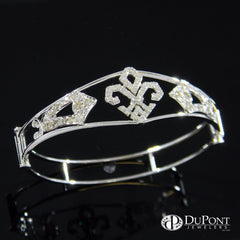 "Fleur-de-lis" 14K White Gold Diamond Bracelet