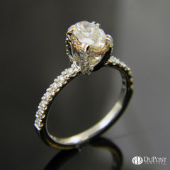 14k White Gold Engagement Ring with Diamonds in the Band 