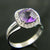 14K White Gold Antique Cushion Cut Amethyst Halo Ring 