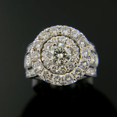 Handmade 14k White Gold Engrave Halo Style Custom Made Ring