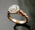 Rose Gold Halo Marquise Style Engraved Band Engagement Ring