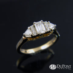 Emerald and Trilliant Cut Handmade Ring