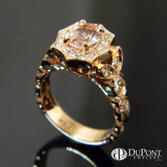 14K Rose Gold Morganite and Diamond Engagement Ring 