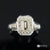 14K White Gold Emerald Cut Diamond Halo Handmade Engraved Engagement Ring 