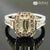 14K White Gold Emerald Cut Diamond Halo Handmade Engraved Engagement Ring 