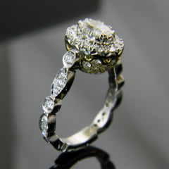 Oval Halo Engagement Ring with Pave' 
