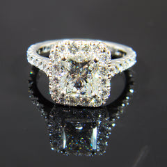 Radiant Cut Cushion Shaped Halo 14k White Gold