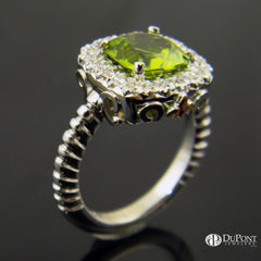 Peridot Diamond Ring Handmade