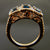 Handmade Ring with Three London Blue Topaz Surround by Diamonds in 14k Rose Gold
