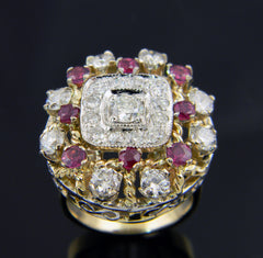14k Yellow and White Gold Ruby and Diamond Ring