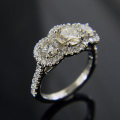 Handmade Three Diamond Halo