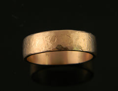 Men's Pink Gold Wedding Band with Distressed Finish