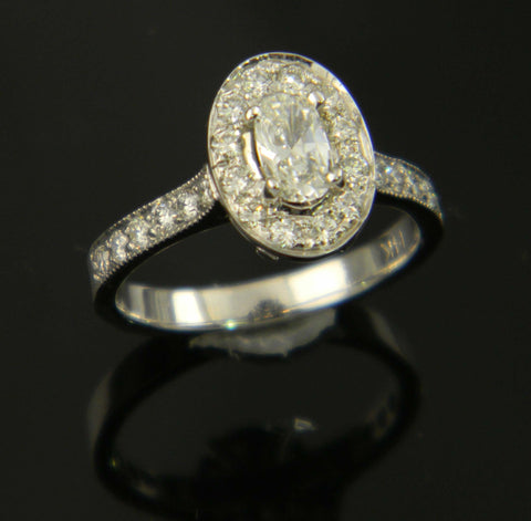 Oval Halo Engagement Ring with Pave'
